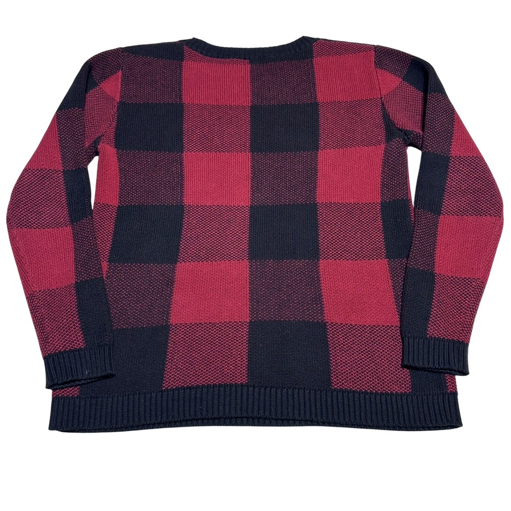 Pendleton Crewneck Knit Sweater Womens XS Red Black Buffalo Plaid Check - Picture 4 of 6